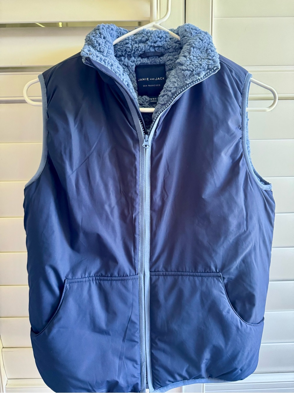 Janie and Jack Navy Blue Reversible Sherpa Puffer Vest